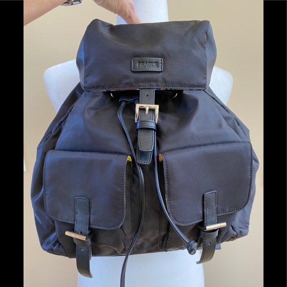 Prague Handbags - Prague Leather/Nylon Backpack